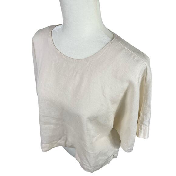 Donna Karen DKNY Pure Linen Top Short Sleeve Boho Coastal Lagenlook Size Small - Picture 7 of 12